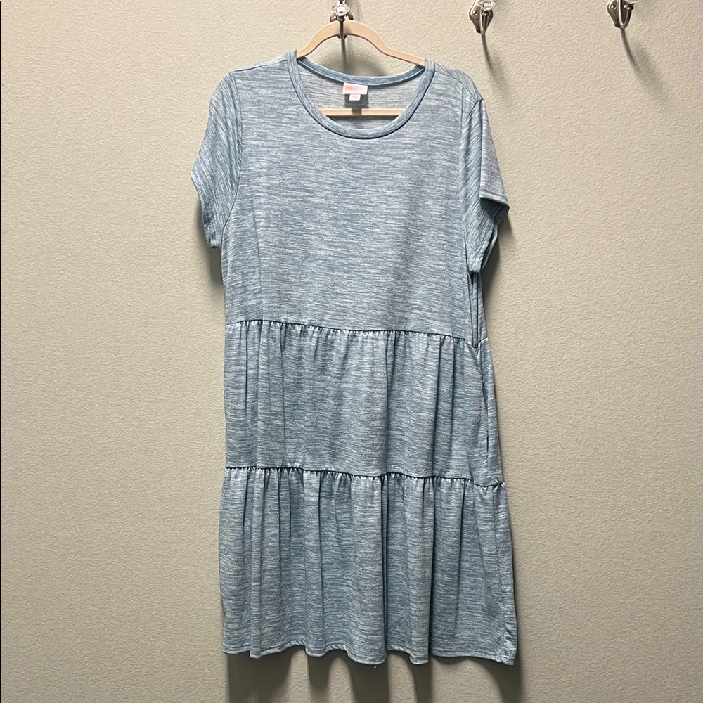 LulaRoe Ariel Casual Blue Tiered Dress